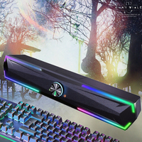 Système Home Cinéma avec Haut-parleurs LED RGB, Barre de Son Stéréo pour PC de Jeu Sans Fil, Enceinte d'Ordinateur 5-10W Plein Spectre