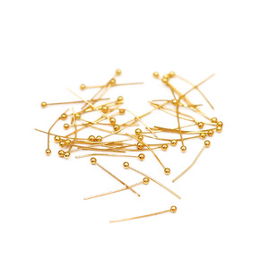 Épingles à boule rondes plaquées or 18 carats en cuivre, composants de fabrication de bijoux DIY, apprêts métalliques en gros pour la création de bijoux et les épingles à cheveux - Product Image 2