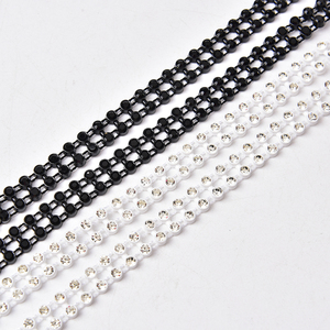 Garniture en strass d'usine, <span class=keywords><strong>bande</strong></span> AB, chaîne en <span class=keywords><strong>pierre</strong></span> de cristal, plastique, blanc, noir, ornement rond, ruban à coudre, accessoires de bricolage - Product Image 4