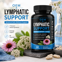 Capsules de soutien lymphatique en gros, supplément de drainage à base de plantes, emballage personnalisé, faible MOQ, approvisionnement direct usine OEM