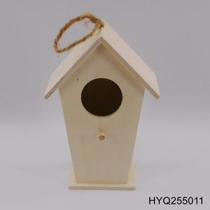 Diy Houten Vogelkooi Ornament Voor Kleine Dieren Opknoping Vogelhuis Kerstversiering Met Graffiti Nest Design - Product Image 2