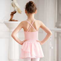 Justaucorps de ballet pour filles AM003, bretelles spaghetti, dos croisé, jupe en mousseline, en spandex et coton doux, pour la danse, l'entraînement et les spectacles pour tout-petits