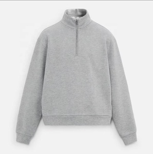 Felpa con Cappuccio Oversize Personalizzata con Mezza Zip, Collo Alto, in Pile Tecnico, Stile Crop Boxy per <span class=keywords><strong>Uomo</strong></span> - Product Image 5