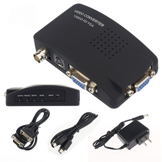AV S-Video BNC / RCA VGA Composite Video to VGA TV Video Converter Adapter Box PC Laptop VGA to AV TV Surveillance Monitor