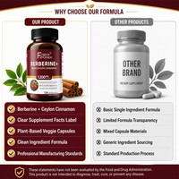Capsules d'extrait de berbérine personnalisées avec cannelle de Ceylan, complément alimentaire à base de plantes, 120 capsules végétales, complément de berbérine