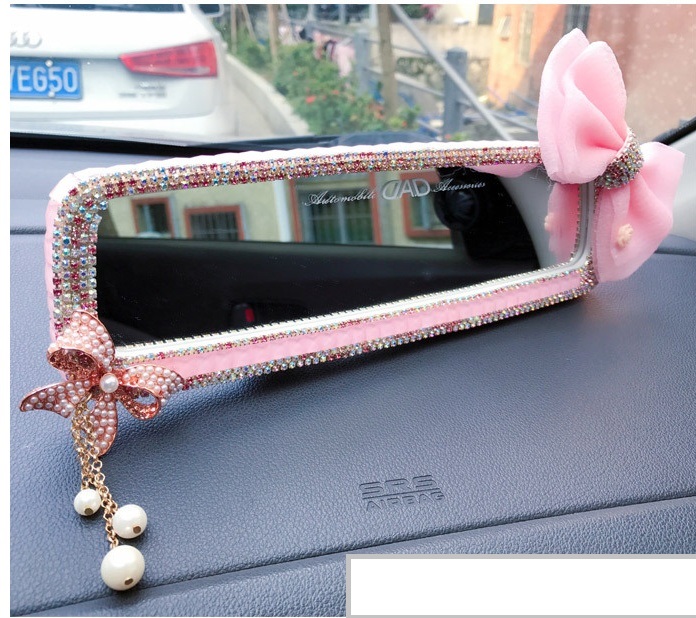 Accessori Auto Rosa Specchietti Retrovisori con Strass Luccicanti Specchietto Retrovisore HD per Ragazze Accessori Auto