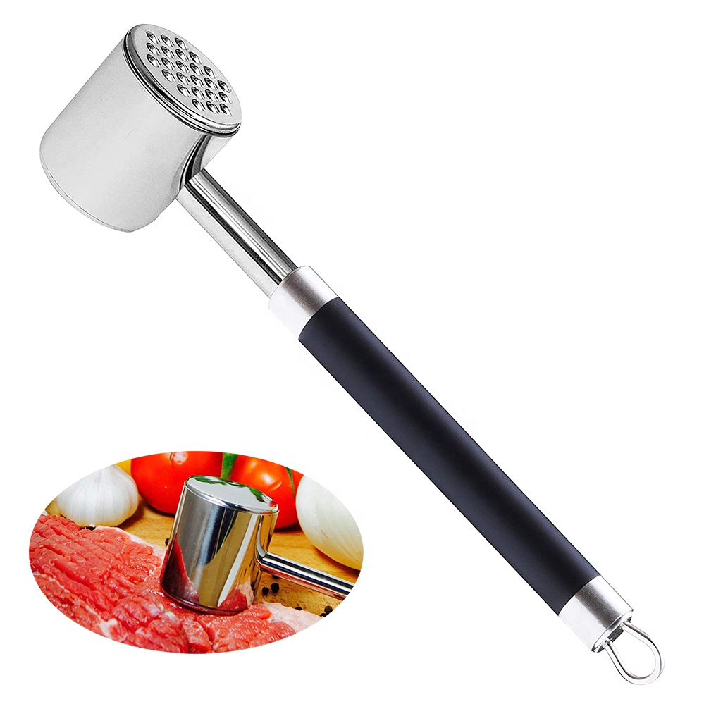 Kingwise Professional High Quality Kitchen Tools Manual Steak Hammer Dual Sided Stainless Steel Loose Meat Tenderizer