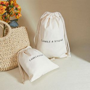 Eco-friendly High Quality Customized Canvas Gift Bags Double String White Cotton Drawstring Bags for <b>Cloth</b> Shoe <b>Dust</b> - Product Image 2