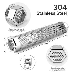 مسدس مولد دخان بارد مع صندوق غبار اللحم من الفولاذ المقاوم للصدأ للشواء سمك السلمون المستدير لحم الخنزير المقدد أنبوب مدخن معدني - Product Image 2