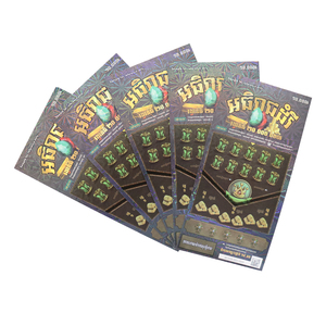 Laser holografis klasik lotere <span class=keywords><strong>Scratchcard</strong></span> win nomor digital printing Coated custom scratch off Lottery tiket - Product Image 4