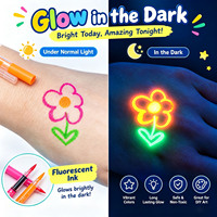 Marqueurs de peinture corporelle UV phosphorescents en gros, pointe pinceau souple, stylo tatouage néon fluorescent, lavable, sûr pour la peau