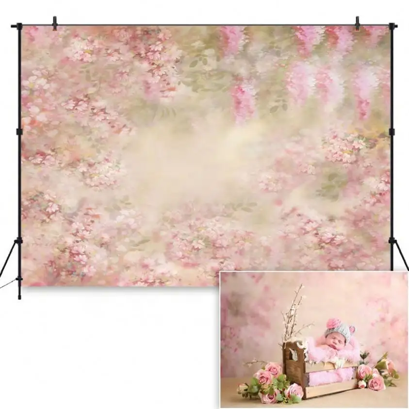 Fondo de fotografía Floral para bebé recién nacido, telón con estampado Digital de flores rosas para estudio fotográfico