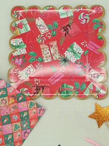 DAMAI Christmas Customized Party Tableware Set Disposable Christmas Santa <b>Ring</b> Bow Knot Gift Box Pattern Disposable Paper <b>Plates</b> - Product Image 6