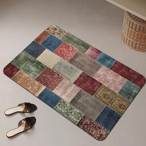Alfombra de baño rectangular de fibra de poliéster con estampado vintage, absorbente y antideslizante para baños. - Product Image 4