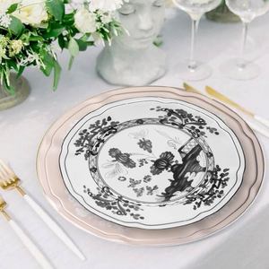 Assiettes de présentation blanches vintage italiennes personnalisées en porcelaine New Bone China, pour service de table de mariage - Product Image 6