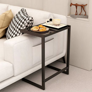 Canapé-lit moderne personnalisé, <span class=keywords><strong>table</strong></span> basse, <span class=keywords><strong>table</strong></span> d'appoint <span class=keywords><strong>en</strong></span> forme <span class=keywords><strong>de</strong></span> C avec plateau <span class=keywords><strong>en</strong></span> verre - Product Image 4