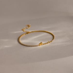 CE 인증 발렌타인데이 선물 테니스 체인 CZ 레이저 각인 스테인리스 스틸 개인 맞춤 이름 팔찌 - Product Image 3