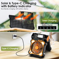 Ventilateur Solaire Pliable à Quatre Vitesses, Batterie Rechargeable, Répulsif Moustiques, Minuteur, Lampe de Lecture, Compatible Camping et Voiture, Emballage Boîte