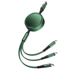 Cable de Datos Retráctil 3 en 1, TPE, Goma Suave, 1m, Carga Rápida para Teléfono Móvil, 4 Colores, Cable de Regalo, Exhibición Empresarial - Product Image 5