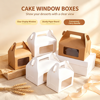 Boîte de boulangerie minimaliste en carton blanc avec fenêtre et poignée, emballage personnalisé pour desserts, biscuits, gâteaux, OEM ODM