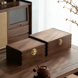 Boîte de rangement en bois de noyer noir, rectangulaire, avec couvercle, joint en queue d'aronde, boîte de rangement décorative pour la maison, boîte à bijoux - Product Image 4
