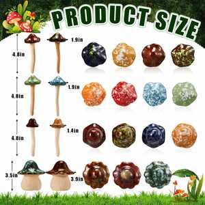 Hongo de Cerámica para Jardín, Adorno de Cerámica para Jardín de Hadas, Estacas para Plantas, Accesorios de Jardinería - Product Image 3