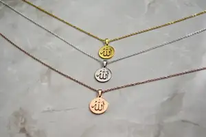 Collar con símbolo de Dios musulmán, joyería islámica, colgante