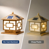 Lampes solaires de jardin modernes européennes à LED, étanches, en aluminium, pour éclairage paysager, piliers solaires, fourniture d'usine