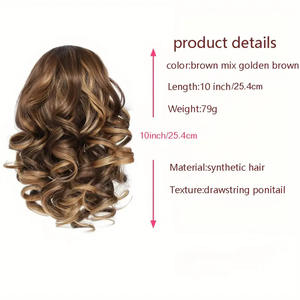 วิกผมสไตล์ยุโรปอเมริกันแบบครอสบอร์เดอร์ หางม้าสั้นแบบผูกเชือก ลอนโรมัน เส้นใยสังเคราะห์ธรรมชาติ ผมหยักศก ใช้ได้ทั่วไป - Product Image 5