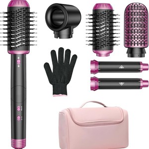 5 In 1 Hot Air Comb Multi Functional Hair Dryer With Auto Curling Negative Ion Brushless Motor Pink And Black - Product Image 1