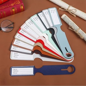 Etiqueta de equipaje de PVC de color sólido, impermeable, ultraligera, personalizada con nombre, dirección, teléfono, identificador de viaje, minimalismo urbano a la moda - Product Image 3