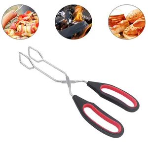 Tesoura para churrasco, utensílio para churrasco, pinças para comida grelhada, alça longa, clipe para assar pão, pão, cozinha, acessórios para churrasco