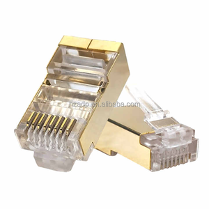 Connettore passante UTP/schermato <span class=keywords><strong>RJ45</strong></span> Cat5e Cat6 Cat6A EZ <span class=keywords><strong>RJ45</strong></span> connettore in metallo 8 p8c placcato oro - Product Image 5