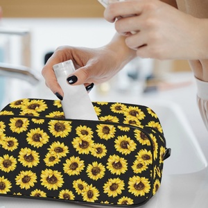 Promotion Women Beauty Double Zipper Custom Logo Wash Bag Sunflower Portable Makeup Cosmetic Bag - Product Image 6