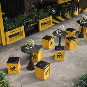 Mobili da Bar industriali <span class=keywords><strong>sgabelli</strong></span> ottomani sedie sgabello da Bar in stile contenitore creativo in metallo - Product Image 4