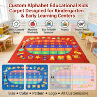 Tapis antidérapant fabriqué à la machine pour enfants, tapis de classe pour l'apprentissage précoce, tapis décoratif pour enfants avec animaux, tapis de sol lavable pour chambre d'enfant