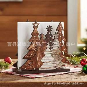 Wooden Christmas <b>Tree</b> Shaped Tissue Holder Desktop Napkin Holder Holiday Decoration Desktop <b>Standing</b> Tissue Organizer - Product Image 3
