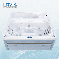LOVIA Baignoire Spa Extérieure Double Zone pour Bain de Glace et Plongée Froide, avec Système Balboa, pour Récupération, Thérapie, Massage et Relaxation