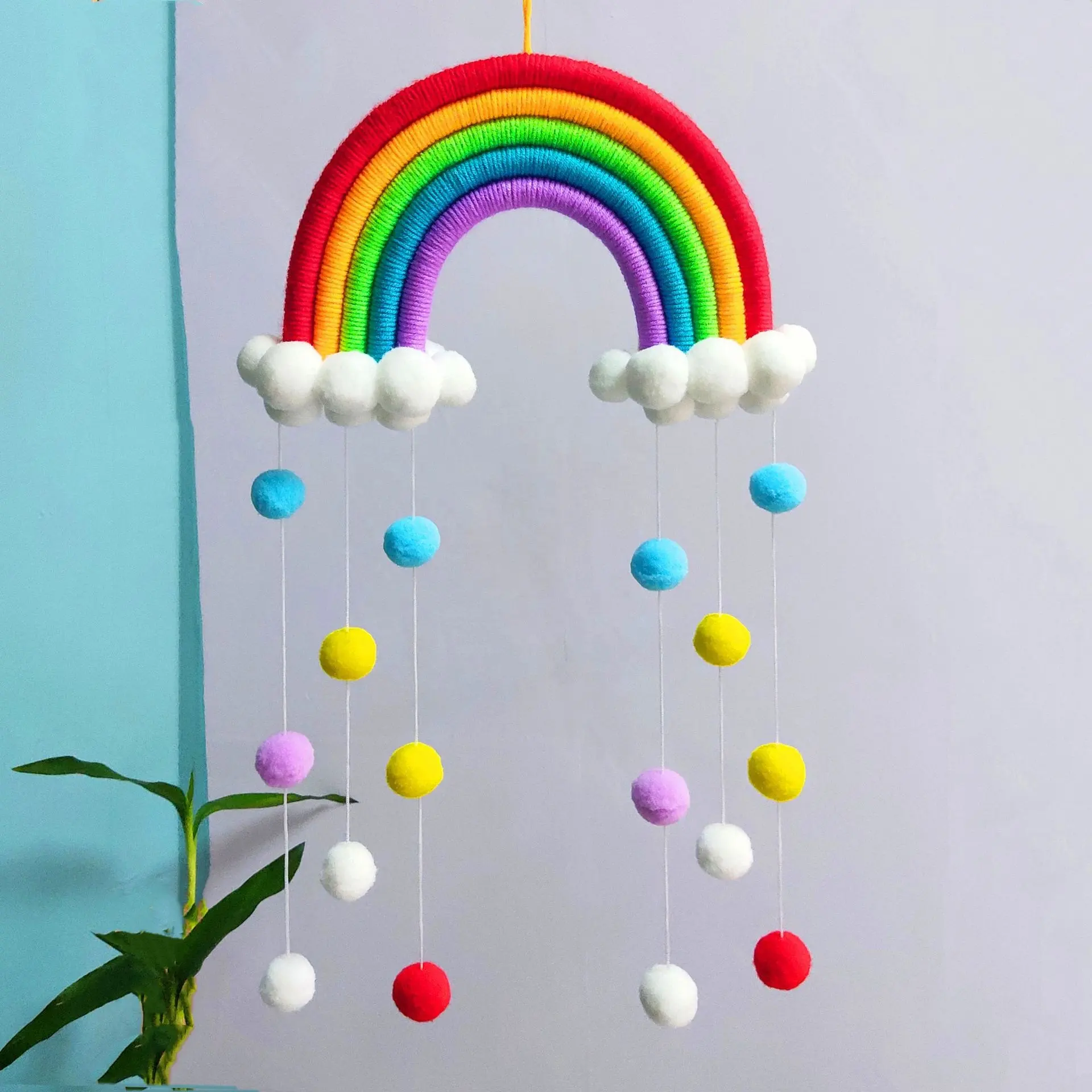 INS Rainbow Baby Crib Nursery Mobile Toys Hanging Ornament Macrame Kids Room Decor