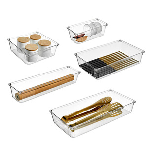 Custom logo desktop Drawer free combination clear plastic Storage box Cosmetics desk storage Organizers