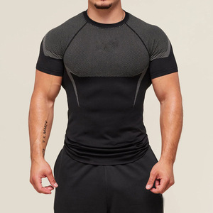 Camiseta Deportiva de Manga Corta para Hombre, de Secado Rápido, Estampada, Elástica, Transpirable, de Poliéster y Seda de Leche, para Levantamiento de Pesas y Fitness - Product Image 1