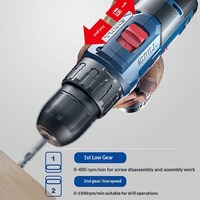 Perceuse électrique sans fil Dongcheng DCJZ1601 avec moteur à balais, batterie lithium rechargeable, outil nu, visseuse électrique à rotation inversée