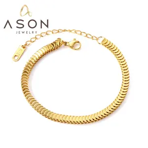Ason Jewelry Wholesale Vintage Stainless Steel Bracelet Fashion 18K PVD Gold Plated Fish Scale Bracelet For Women
