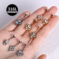 YC Factory Low MOQ 316L Edelstahl Rhombus Zirkon Bauch Ring Frau Piercing Schmuck Nabel Ring