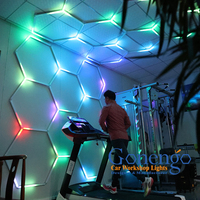 Plafonnier LED Hexagonal Design Géométrique Nordique pour Chambre à Coucher Créative Rgb Scène Musique Son Lumières