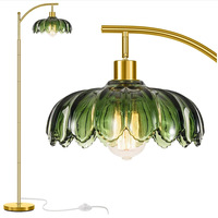 Lampe sur pied LED en fer de style bohème, décoration vintage pour salon, canapé, lampe de chevet en verre vert pour la protection des yeux