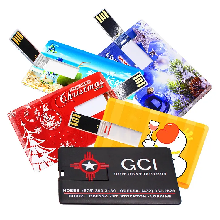 Vente en gros de clés promotionnelles pour cartes de crédit Slim Business USB 512 Mo 1 Go Imprimez votre carte photo Carte USB 128 Mo 8 Go 16 Go 32 Go