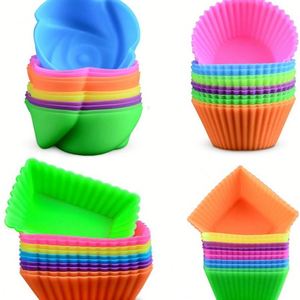 USSE Non-stick Reusable Round Rectangle Square Flower BPA Free Silicone Cupcake Mold - Product Image 1