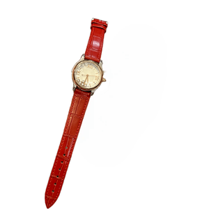 Reloj de Cuarzo Analógico Redondo con Correa de Cuero Repujado, Esfera Decorada con Cristales, Elegante Reloj de Pulsera para Mujer, Uso Diario - Product Image 2