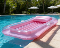 Flotteur de piscine gonflable rose épaissi, grand radeau flottant pour la détente dans la piscine et l'utilisation à la plage
